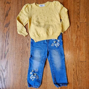 Zara and So Cute yellow sweater and jeans size 18-24M/ US 2T